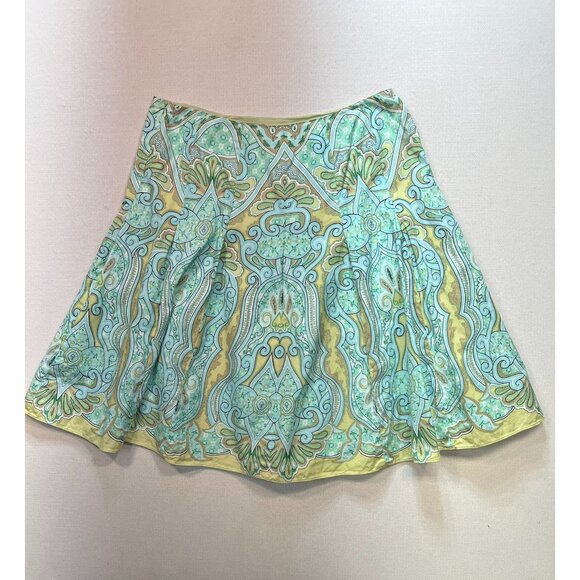 Talbots Womens Paisley A-Line Skirt Size 14 Green Floral Summer Boho Casual Y2K - Picture 9 of 12